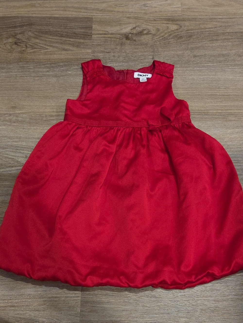DKNY Girls Red Sleeveless Satin Party Dress Size 3t